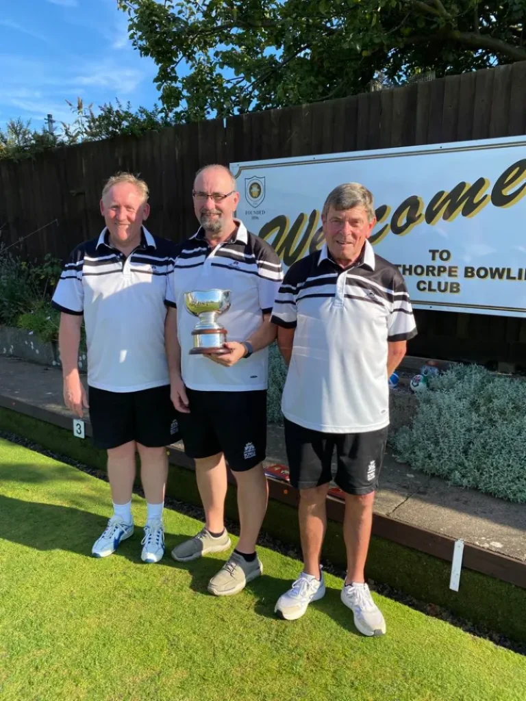 Andrew Manton, Vernon Gearey and Pete Morris from Kingsthorpe Bowling Club